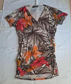 Top Drappeggiato a Fiori Vintage Y2K