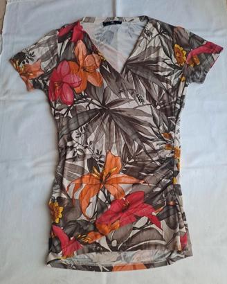Top Drappeggiato a Fiori Vintage Y2K
