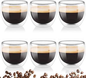 Tazzine Caffè Vetro Doppio Strato, 6 Pezzi .