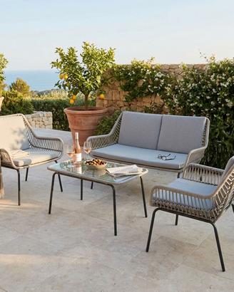 Set da giardino 4 posti Completo Moderno Grigio