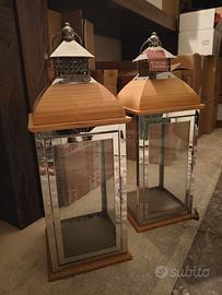 Coppia Lanterne  legno metallo vetro