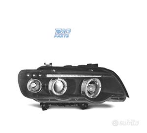 FARI BMW X5 E53 99-03 FONDO NERO OCCHI ANGELLO
