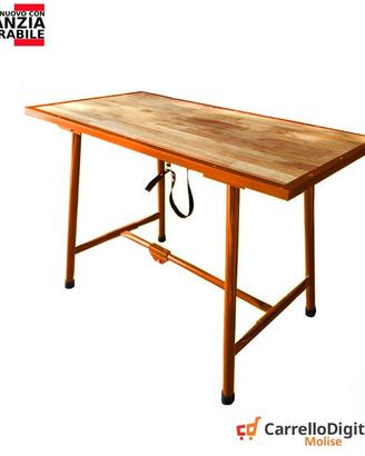 Tavolo lavoro pieghevole legno e acciaio Arancio