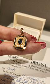 Ciondolo oro 18 kt  zaffiri e diamanti 