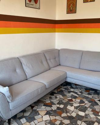 Divano ad Angolo Poltrone e Sofà Grigio chiaro