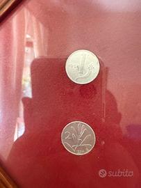 N 2 monete da 1 e 2 lire italiane