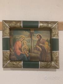 Antico Quadro stampa sacra famiglia