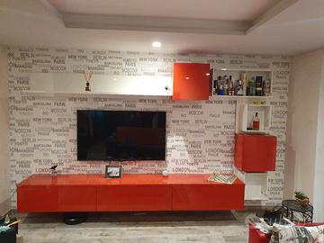 soggiorno parete Tv componibile