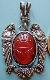Ciondolo Sirena Argento925 Pieno Corniola Scarabeo
