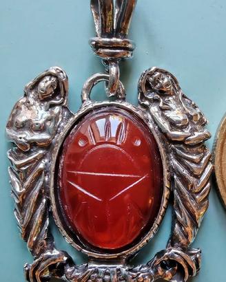 Ciondolo Sirena Argento925 Pieno Corniola Scarabeo
