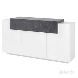 Credenza 3 ante bianco lucido/antracite