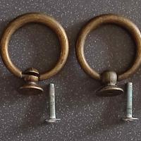 4 maniglie in ottone tonde cassetti mobili antichi