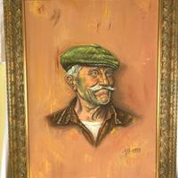 Quadro ritratto uomo anziano con cornice dorata