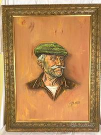 Quadro ritratto uomo anziano con cornice dorata