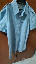 Camicia Bershka manica corta righe azzurre - M