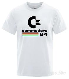 Tshirt Divertente Commodore 64 Uomo Bianca