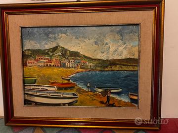 Quadro a tempera paesaggio d’Ischia