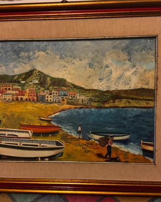 Quadro a tempera paesaggio d’Ischia
