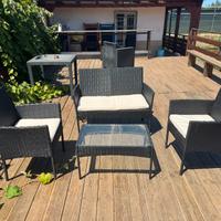 Set da giardino in rattan antracito e bianco