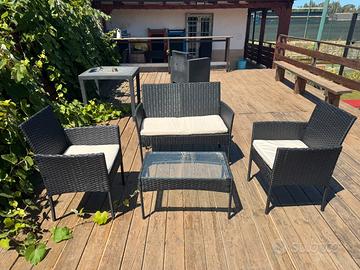 Set da giardino in rattan antracito e bianco