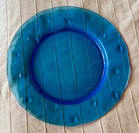 Piatto da portata vetro azzurro