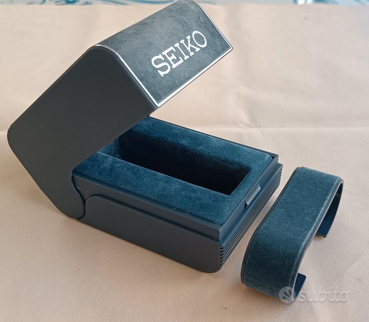 Scatola Porta Orologio Seiko – Astuccio Cofanetto Nero/Grigio In Pelle E Cartone