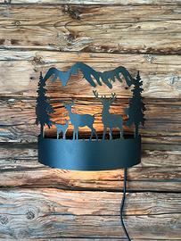 Lampade applique stile alpino cervi e montagne