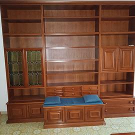 Libreria anni '70  in massello di noce