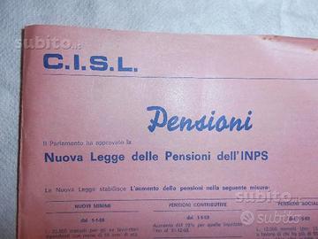 Insolito documento sindacale pensioni 1969