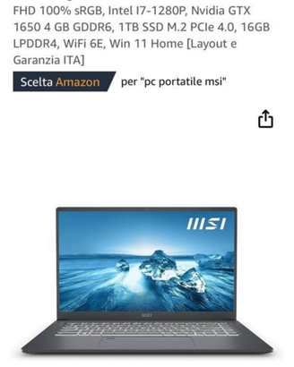 MSI Prestige 15 – i7 12ª gen / 16GB RAM / 1TB SSD