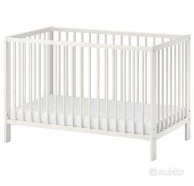 lettino bambino/a ikea in legno bianco + materasso