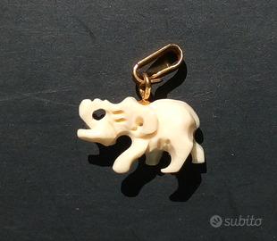 Ciondolo oro 14 k elefante vintage India Africa