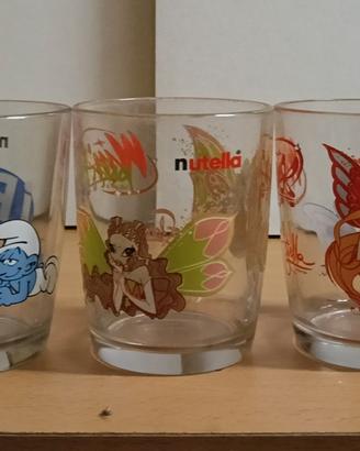Set 5 Bicchieri Nutella Smurf Winx