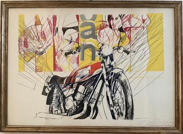 Pagnacco Andrea, motocicletta litografia 1974