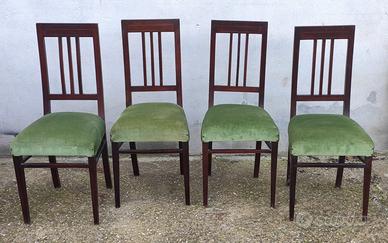 4 sedie antiche liberty art nouveau in legno