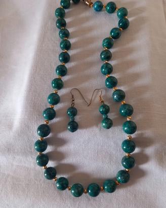 Parure Vintage Collana e orecchini- Pietra dura Ve