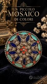 Antica spilla berbera argento e smalti amazigh