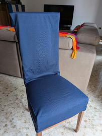 Copri sedia blu e senape elasticizzati