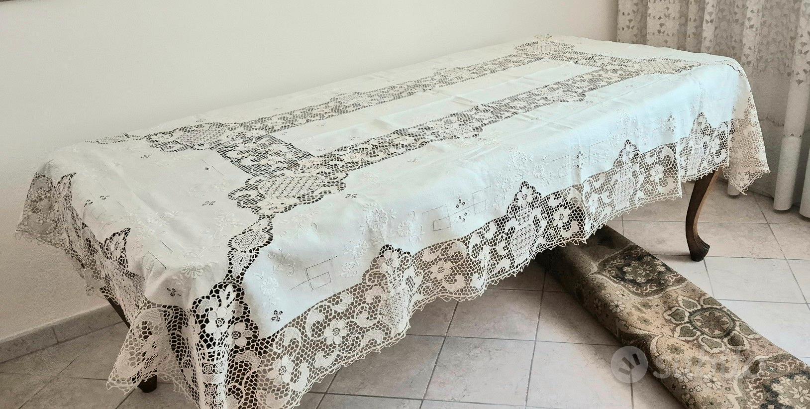 QueenDream Tovaglia in pizzo color avorio, 152 x 305 cm, in