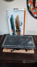 pietra ollare con base in legno