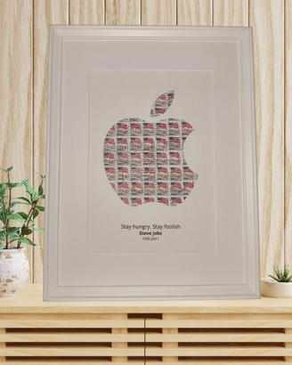 Quadro Apple Steve Jobs con francobolli Americani