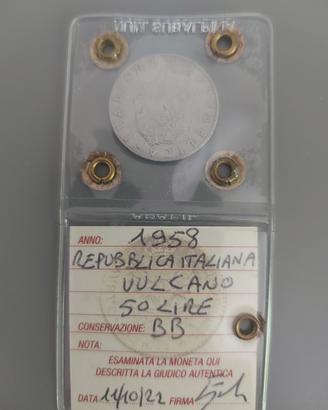 50 lire 1958 Repubblica italiana Vulcano 