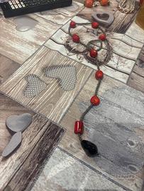 Collana corallo indiana e argento