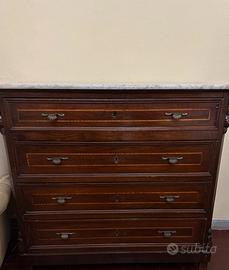 cassettone legno con top di marmo 