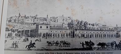 antica stampa di Bergamo rarissima xilografia 