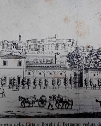 antica stampa di Bergamo rarissima xilografia 