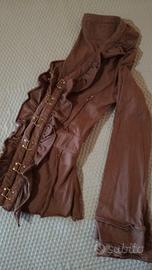 camicia in cotone marrone delavé 