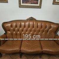Salotto classico in pelle: divano + 2 poltrone
