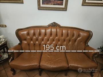 Salotto classico in pelle: divano + 2 poltrone