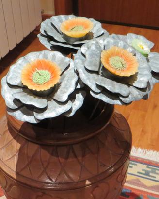 fiori in peltro portacandele alti con stelo